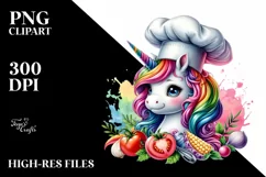 Baby Unicorn with Chef Hat, PNG Product Image 1