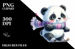 Cute Baby Panda Sleigh Ride PNG Product Image 1