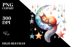 Watercolor Pastel Squirrel Hanging Stars Product Image 2