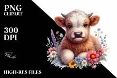 Cute Highland Cow Smiling | Sublimation | Clipart Product Image 3