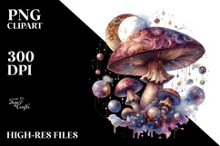 Detailed Mystical Celestial Mushroom PNG Product Image 2