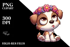 Sassy Puppy with Flower Crown PNG Product Image 2