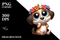 Sassy Puppy with Flower Crown PNG Product Image 2