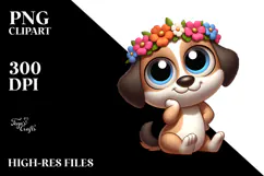 Sassy Puppy with Flower Crown PNG Product Image 2