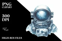 Vintage Blueish Astronaut Girl | Clipart Product Image 1