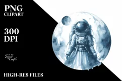 Vintage Blueish Astronaut Girl | Clipart Product Image 1