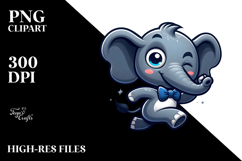 Serious Elephant with Bow PNG Product Image 2