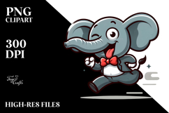 Serious Elephant with Bow PNG Product Image 2