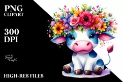 Cartoon-Style Vibrant Cow PNG Product Image 1