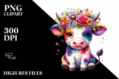 Cartoon-Style Vibrant Cow PNG Product Image 1