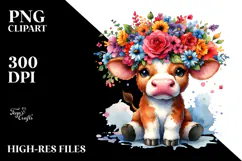 Cartoon-Style Vibrant Cow PNG Product Image 2