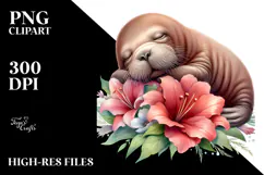 Adorned Baby Walrus Sleeping PNG Product Image 2