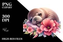Cute Baby Walrus Sleeping on Flower Product Image 2