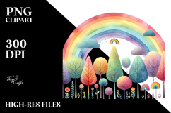 Cute Rainbow Trees PNG Product Image 2