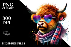 Colorful Highland Calf PNG Product Image 2