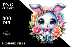 Goofy Cute Baby Bunny on Roller Skates, Transparent PNG Product Image 2