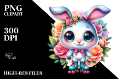 Goofy Cute Baby Bunny on Roller Skates, Transparent PNG Product Image 2