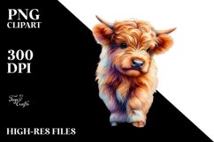 Colorful Baby Highland Cow PNG Product Image 1