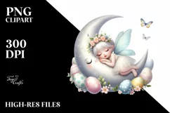 Easter Fairy Sleeping Clipart |T-shirt, Mug PNG Product Image 1