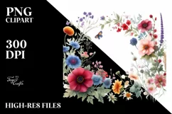 Centered Watercolor Wild Flowers | Sublimation Clipart Product Image 3