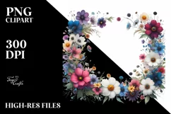 Centered Watercolor Wild Flowers | Sublimation Clipart Product Image 1