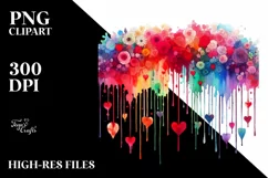 Digital Sketcky Half Moon with Blood and Hearts PNG Product Image 2