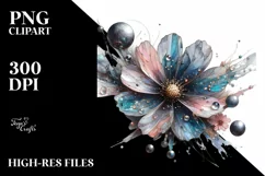 Watercolor Glossy Cosmos Sticker Clipart Product Image 1