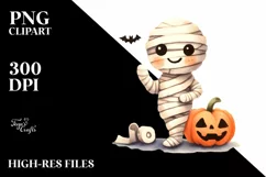 Funny Halloween Mummy Clipart, Simple PNG Product Image 3