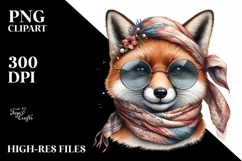 Fox with Silk Scarf | Detailed Watercolor Clipart Product Image 1