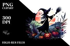 Witch Halloween Watercolor Clipart Product Image 2