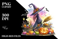 Witch Halloween Watercolor Clipart Product Image 3