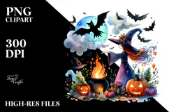 Witch Halloween Watercolor Clipart Product Image 2