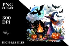 Witch Halloween Watercolor Clipart Product Image 1