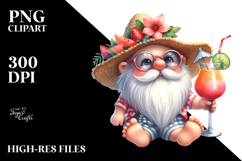 Whimsical Gnome Drinking a Cocktail in Summer, Transparent Product Image 2