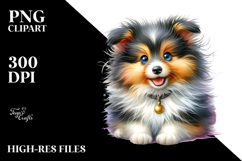 Baby Cartoon Shetland Sheepdog Watercolor PNG Product Image 2