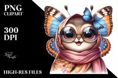 Butterfly with Silk Scarf | Detailed Watercolor Clipart Product Image 3