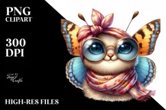 Butterfly with Silk Scarf | Detailed Watercolor Clipart Product Image 1
