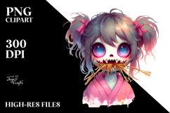 Funny Ghoul Girl with Straw PNG Product Image 2
