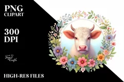Colorful Pastell Cowfloral Frame | Sublimation | Clipart Product Image 1