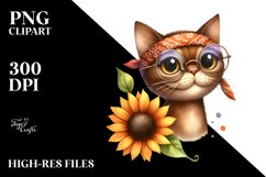 Brown Cat Skinny Body Big Head Clipart Product Image 3