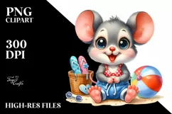 Excited Baby Mouse in Beachwear PNG Product Image 1