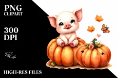 Whimsical Funny Baby Pig Sitting | Clipart Product Image 3
