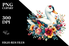 Colorful Duck Floral Clipart Product Image 2