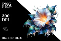 Abstract Watercolor Splash Morning Glory Clipart Product Image 2