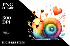 Snail Doing Love Sign | Vibrant Watercolor Clipart Product Image 3