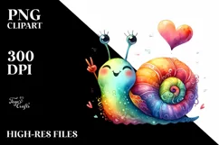 Whimsical Funny Cute Snail Love Sign Watercolor Product Image 1