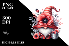 Cute Gnome with Poppy Floral PNG Product Image 2