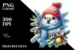 Baby Parrot by Christmas Tree PNG Product Image 3