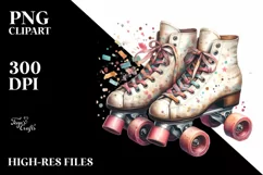 Vintage Dirty Roller Skates Confetti Watercolor Product Image 1