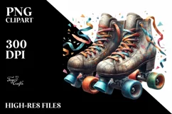 Vintage Dirty Roller Skates Confetti Watercolor Product Image 1